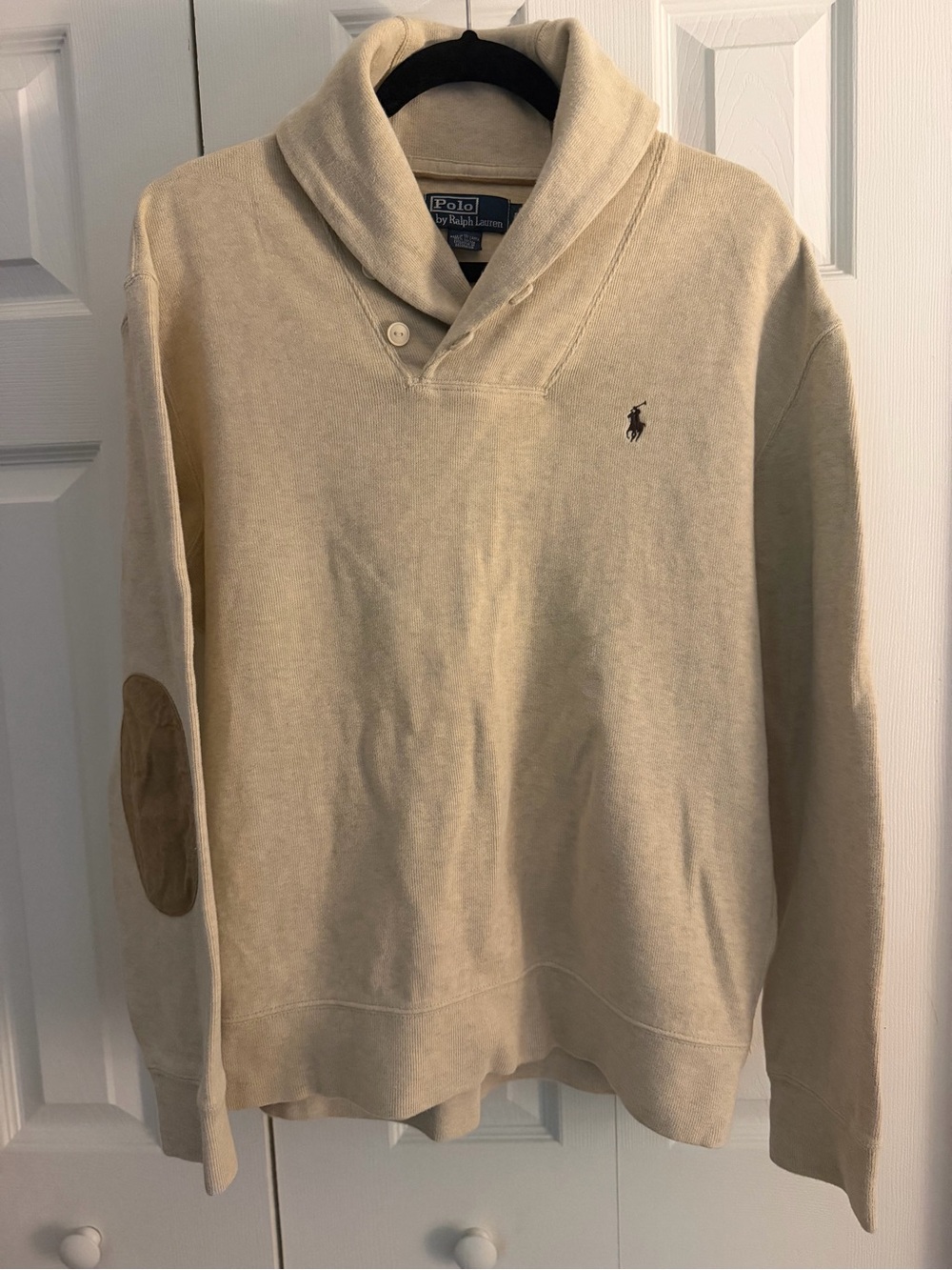Polo Ralph Lauren | Luxury Jersey Shawl-Collar Pullover Sweater Cream | Men's L